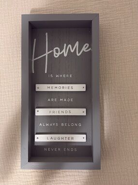 Gray "Home" Wall Art Sign - Memories, Friends, Laughter
